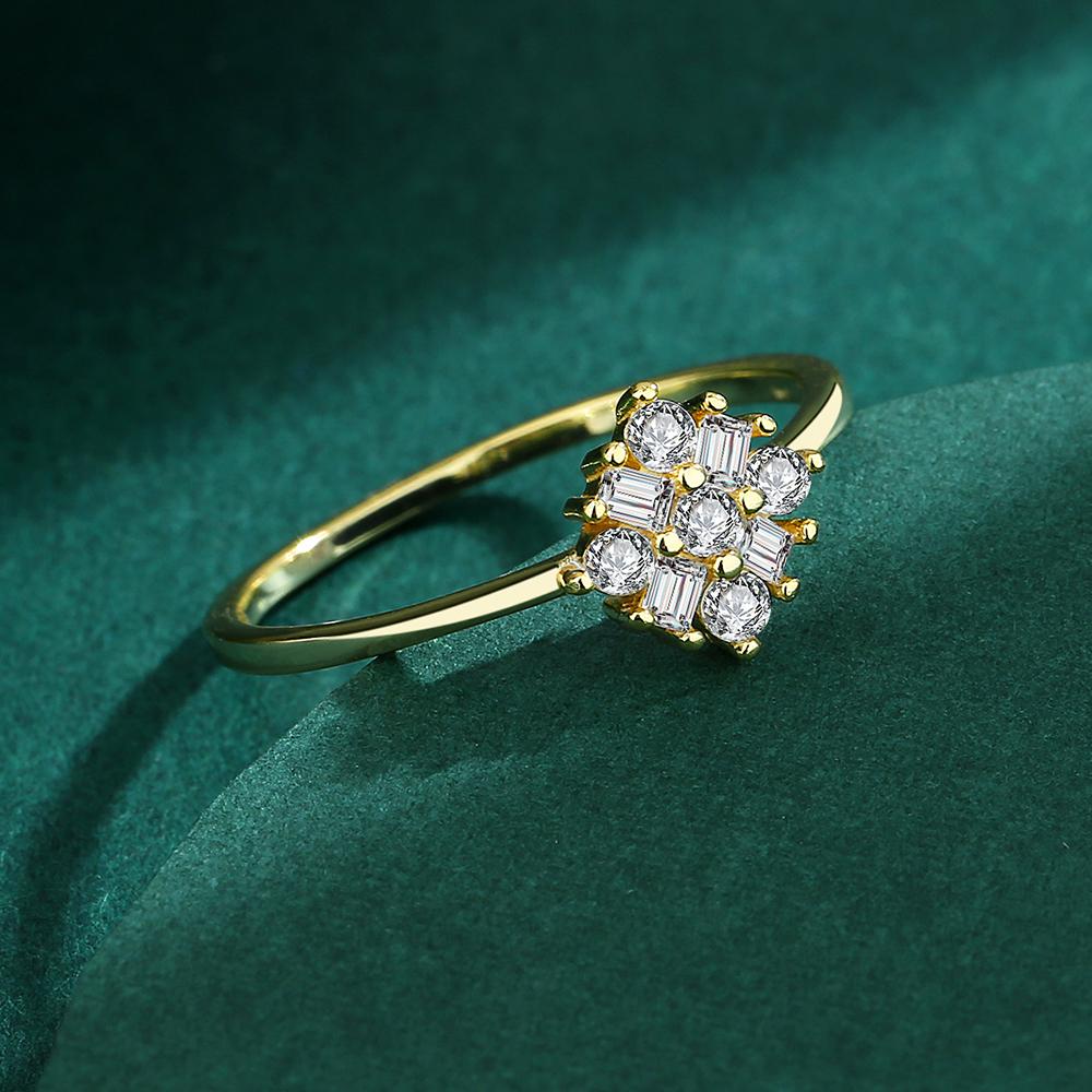 Роскошное кольцо с цветком, полное бриллиантов, золото 18 карат, парное кольцо для женщин, настоящее стерлинговое серебро с кристаллами, подарок на годовщину, ювелирные изделия