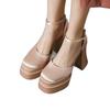 New Large-size High-heeled Square-head Sandals Hate the Sky High Water Platform Catwalk High-heeled Shoes with One-word Buttons
