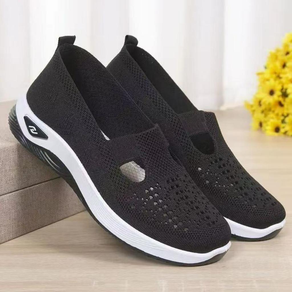 Breathable Mesh Knitted Sleeve Sports Shoes with Thick Bottom - Lightweight Casual Walking Shoes, Women's Sports Shoes, Low Cut Design