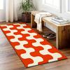 Retro Orange & White Wavy Geometric Print Runner Rug, Non-Slip Washable Durable Mat for Entryway, Hallway, Bedroom & Home Decor