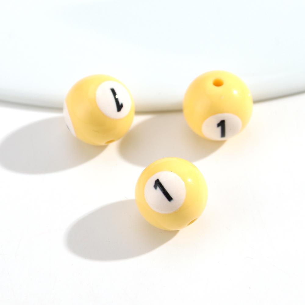 16mm Acrylic Billiard Ball Number Beads, Pool Ball Style Loose Spacer Beads for DIY Bracelet Necklace Jewelry Making Supplies