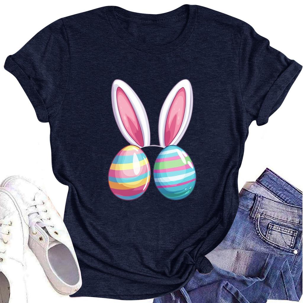 Women's Printed Round Neck Short-sleeved T-shirt Top