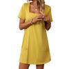 Women Mini Dress Square Collar Short Sleeve A-Line Knee-Length Casual Solid Color Summer Dress Daily Wear