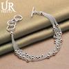 925 Sterling Silver Multi Chain Smooth Bead Bracelet Fashionable Wedding Jewelry