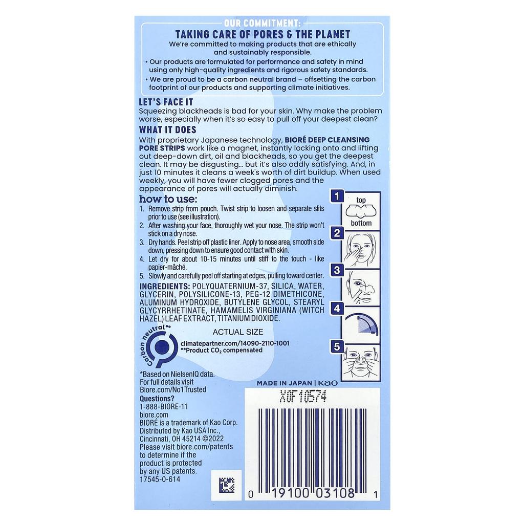 Deep Cleansing Pore Strips, Original, Nose Strips 8 Pcs