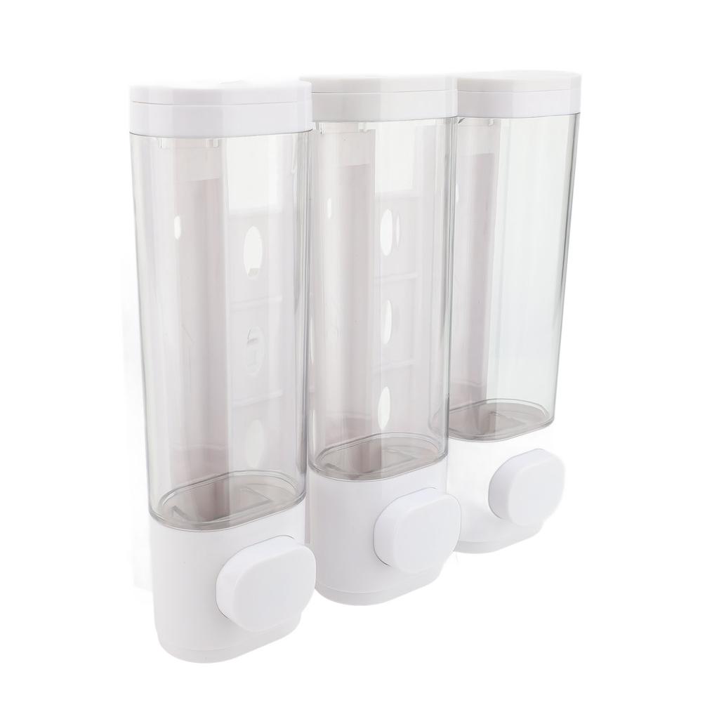 3 In 1 300ml Press Liquid Soap Dispenser Wall Mount Bathroom Shower Shampoo Hair Conditioner