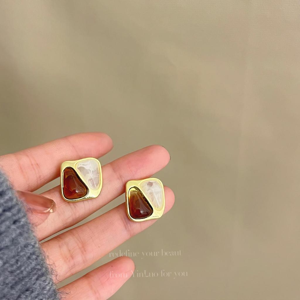 «Серьги-иглы Майяра 925»: "Янтарный жемчуг в стиле ретро для осени/зимы"