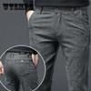 Men's Casual Cotton Linen Pants Business Plaid Trousers Straight Slim Long Pants Spring and Autumn Office Casual Pants