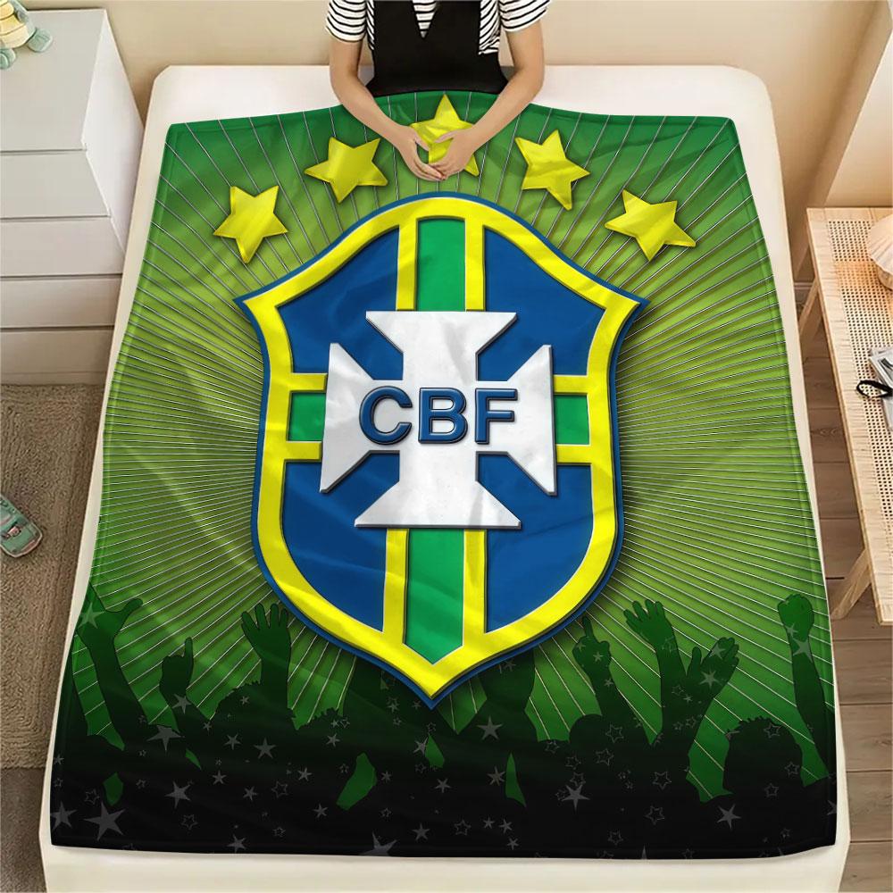 Brazil National Team CBF Printed Flannel Blanket, soft throw for bedroom sofa, washable,soccer fan merchandise, great gift.