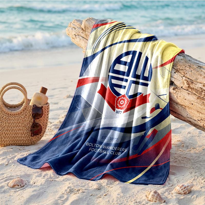 Bolton Wanderers FC Принт Микрофибра Пляжное полотенце Быстросохнущее Впитывающее Большое полотенце для Пляжа Плавания Путешествий
