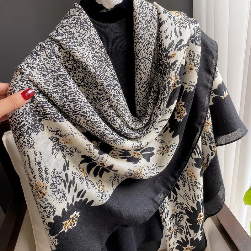 42 Designs Spain Lovely Floral Square Viscose Shawl Scarf Lady Print Soft Wrap Pashmina Bufandas Muslim Hijab 135*135Cm