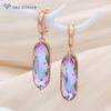 Elegant Vintage Large Egg Shape Crystal Drop Earrings For Women Wedding Luxury Jewelry Rose Gold Color Oval Eardrop