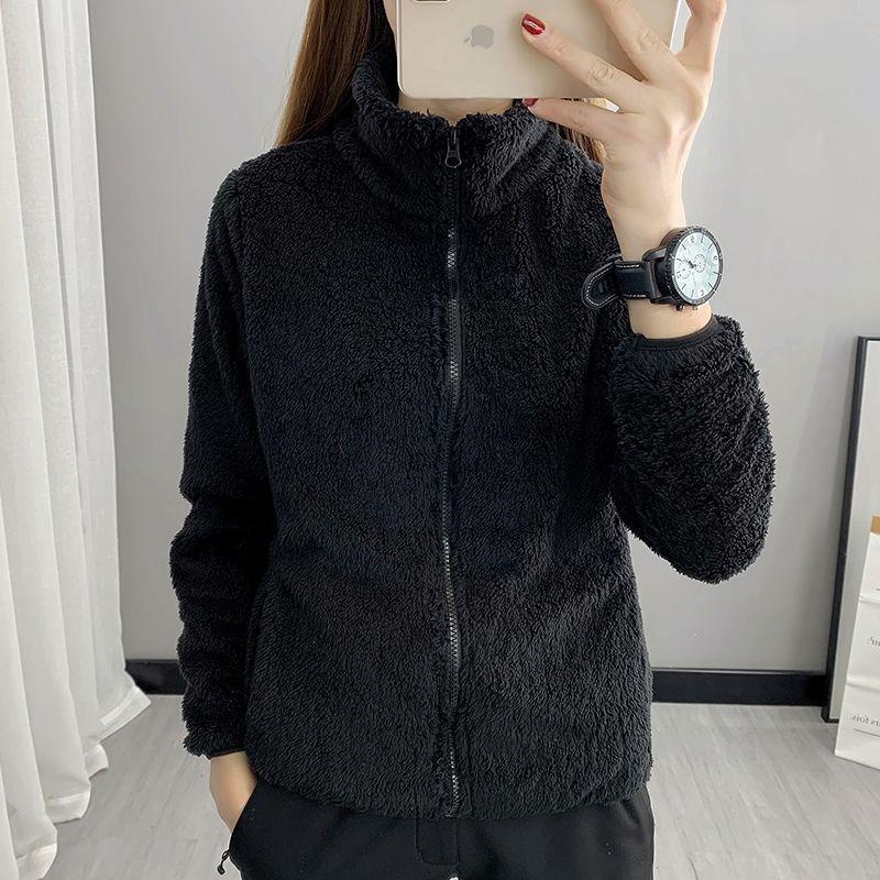 Флисовая куртка женская двусторонняя флисовая короткая кофта термо кардиган плюшевая куртка на молнии свитер женский