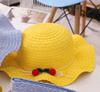 Children's straw hat bag set, spring/summer baby vacation sunscreen, cherry girl cute straw woven sun-protective sun hat
