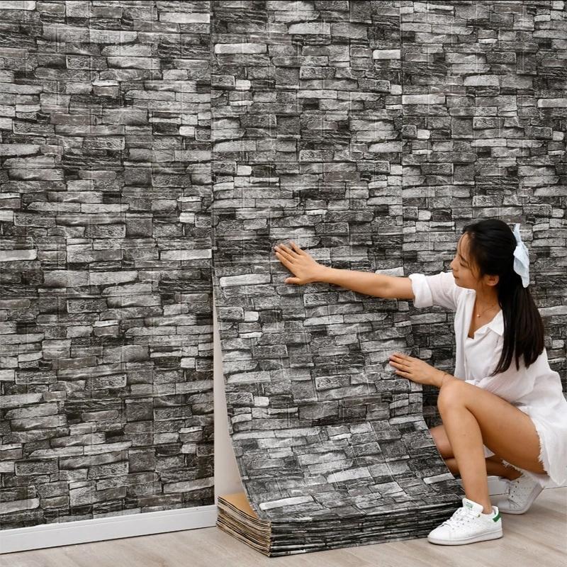1 Metre Decoration 3D for Living Room Waterproof DIY Background Wall Panels Wallpaper Brick Pattern Bedroom Home Stickers