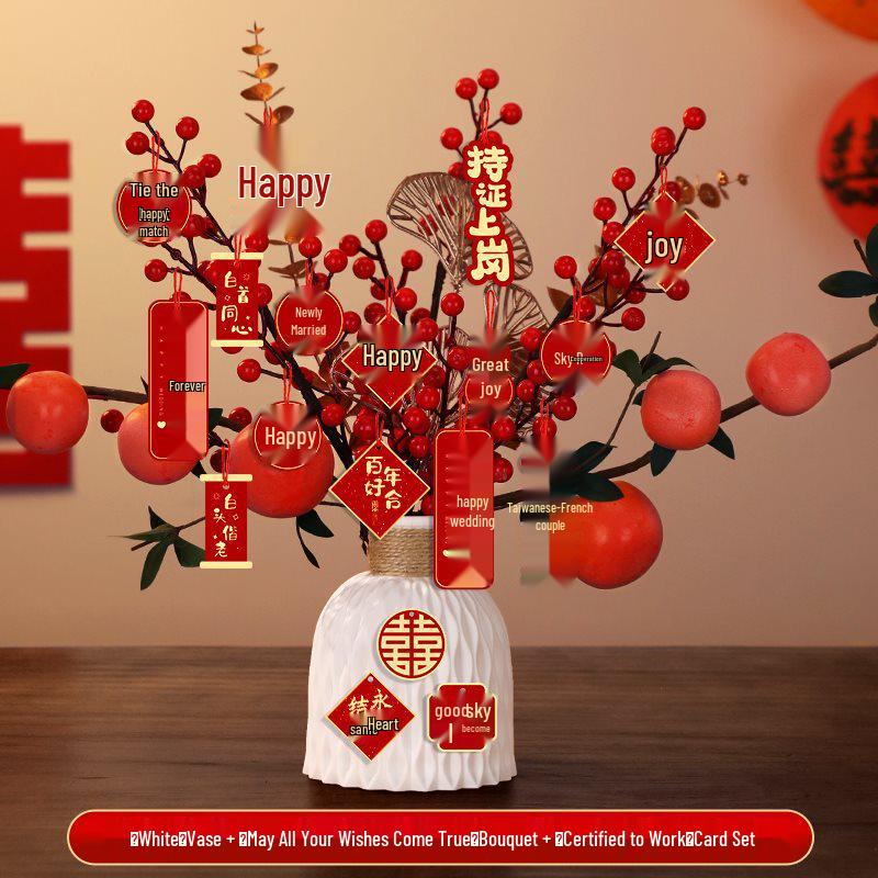 Bridal Wedding Gift Potted Plant Ornament for Living Room or Engagement Banquet Decor