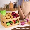 Kitchen Bamboo Storage Bin Potato And Onion Storage Box with Handles Stackable Kitchen Organizer for Countertop Pantry Fruit Vegetable Snacks