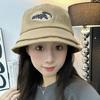 New Autumn and Winter Bucket Hat Women's Fashion Double-brimmed Striped Versatile Corduroy Showing Thin Face Small Letter Basin Hat