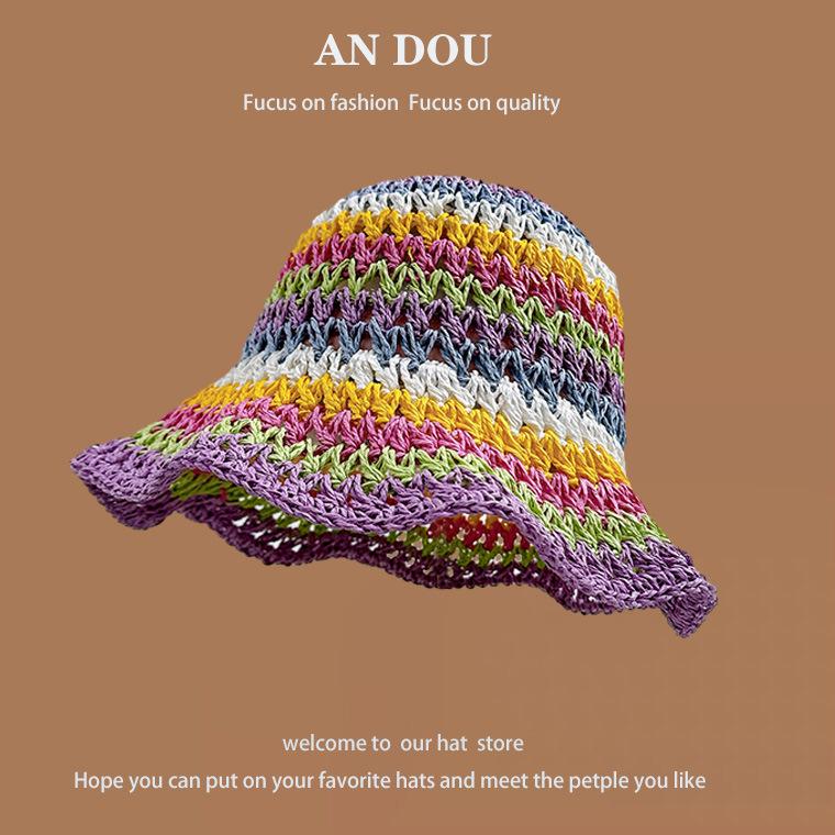 Весенне-летняя милая соломенная шляпа с диким плетением, женская солнцезащитная шляпа для моря, солнцезащитный крем для рыбалки, шляпа с большими полями, показывающая лицо, маленькая шляпа-горшок, прилив