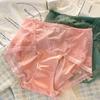 Plus Size Women Thin Sexy Lace Breathable Soft Hip Lifting Belly Ice Silk Non Trace High Waist Underwear