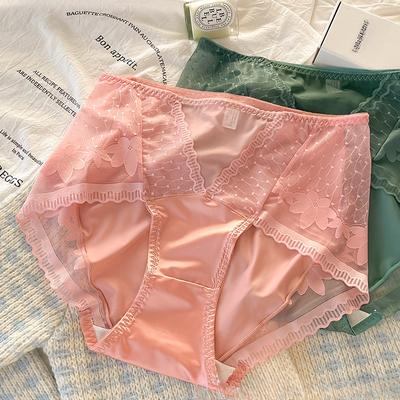 Плюс размер женское тонкое сексуальное кружевное дышащее мягкое подтягивающее бедра нижнее белье из ледяного шелка без следов с высокой талией