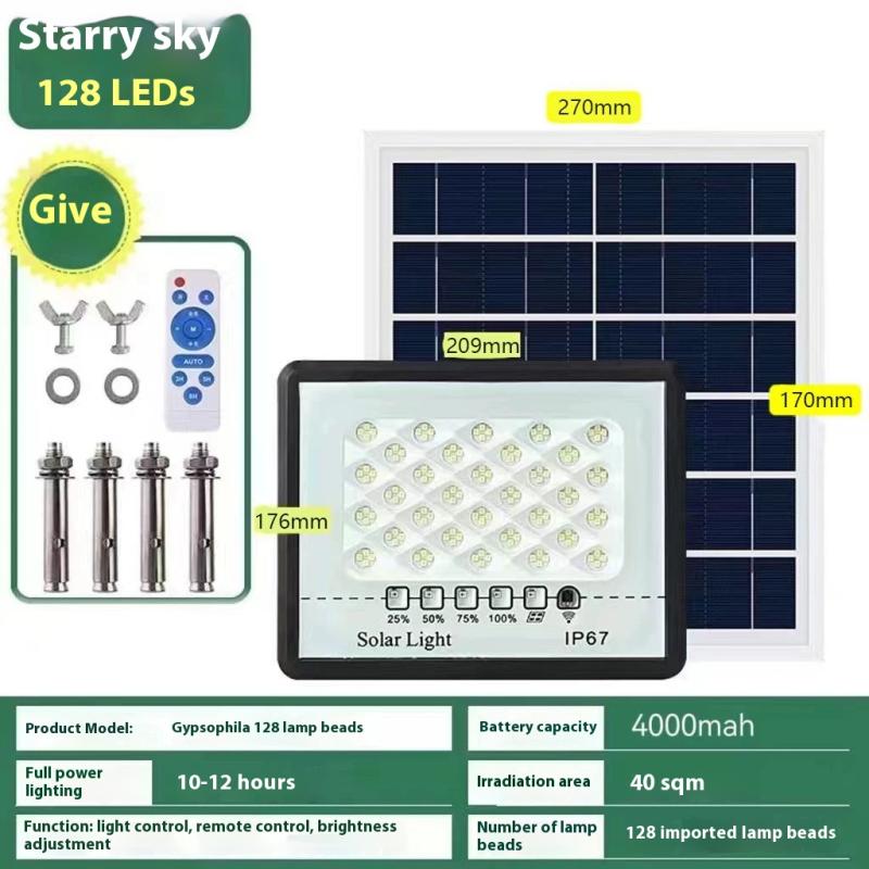 1 Комплект Уличных Фонарей для Двора, Защитное Прожекторное Освещение, Солнечный Свет, Высокая Мощность, 52/72/128 Светодиодов, Светодиодный Солнечный Уличный Фонарь от Заката до Рассвета