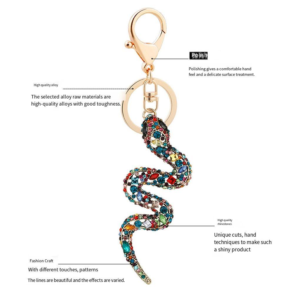 Mixed Color Snake Lucky Pendant Sparkle Zodiac Snake Year Key Ring Couple