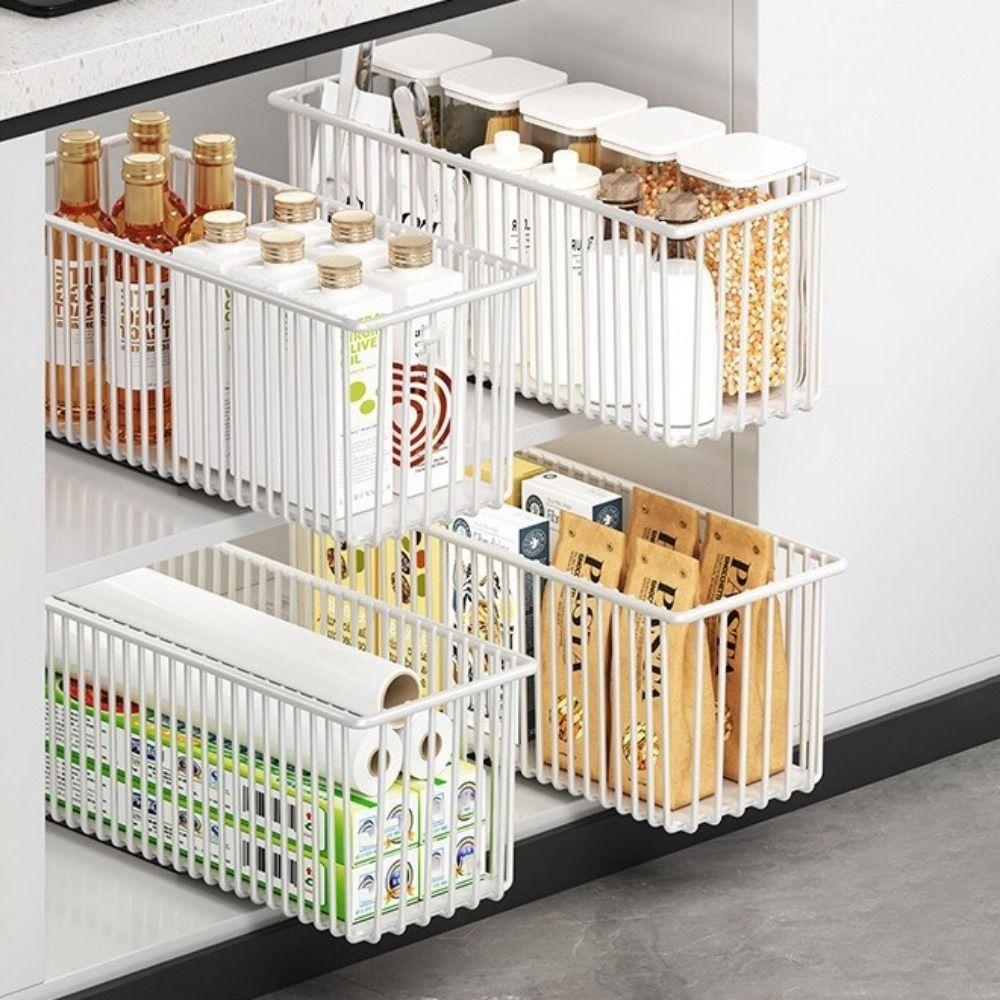 Выдвижная раздвижная полка-ящик из углеродистой стали для хранения под раковиной, органайзер, кухонный