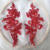 1 Pair Flower Sew On Lace Patches Embroidery Applique Repair For Wedding Dresses 23*10cm