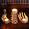 Halloween Candle Holder Resin Skeleton Hand Skull Backbone Candlestick Stand Tealight Holder Home Gothic Decor Spooky Party Supplies