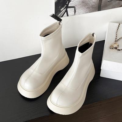 Мода 2024 Женская обувь Модные короткие ботинки с молнией сзади Туфли на толстой подошве для женщин Элегантные зимние удобные повседневные короткие ботинки