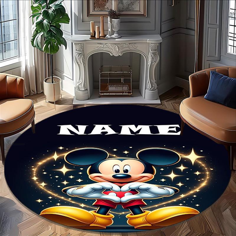 Customizable M-Mickey Round Non-Slip Carpet - Ideal for Garden, Picnic, Office, Perfect for Decoration, Suitable For All Seasons