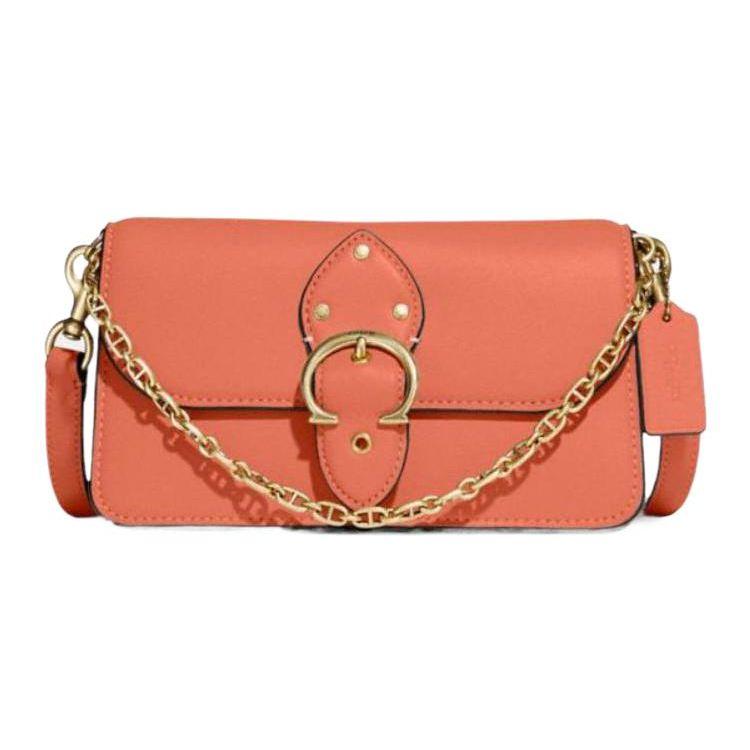 Coach Beat 21 Leather Flap Detachable Shoulder Strap Handheld Crossbody Bag Small Women Bags Light-Coral 4763-B4NOH