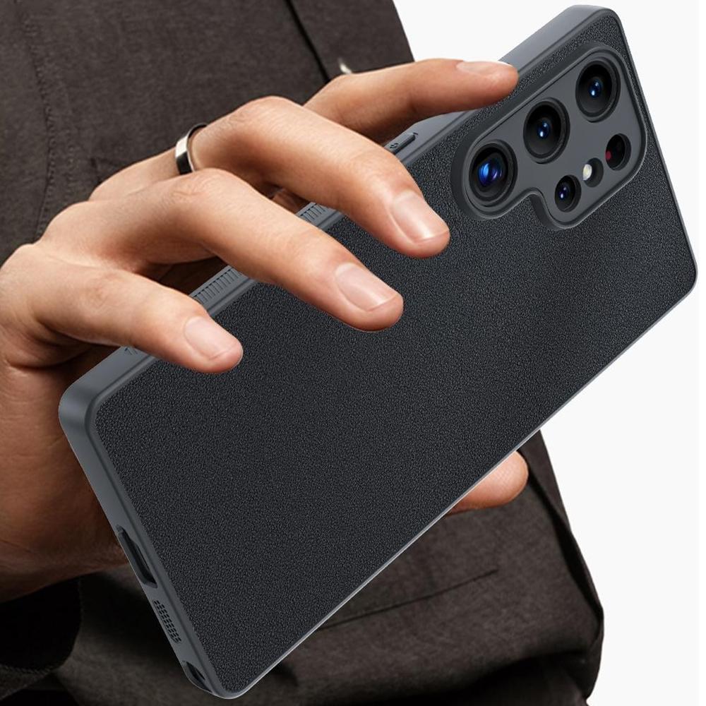 Чехол для Samsung Galaxy S24 Ultra, покрытый ПУ кожей, ПК+ТПУ, противоударный чехол для телефона