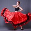 Женская Испанская Юбка Фламенко Полиэстер Сатин Гладкая Большой Клеш Карнавал Вечеринка Бальный Танц Живота Костюмы Платье 720