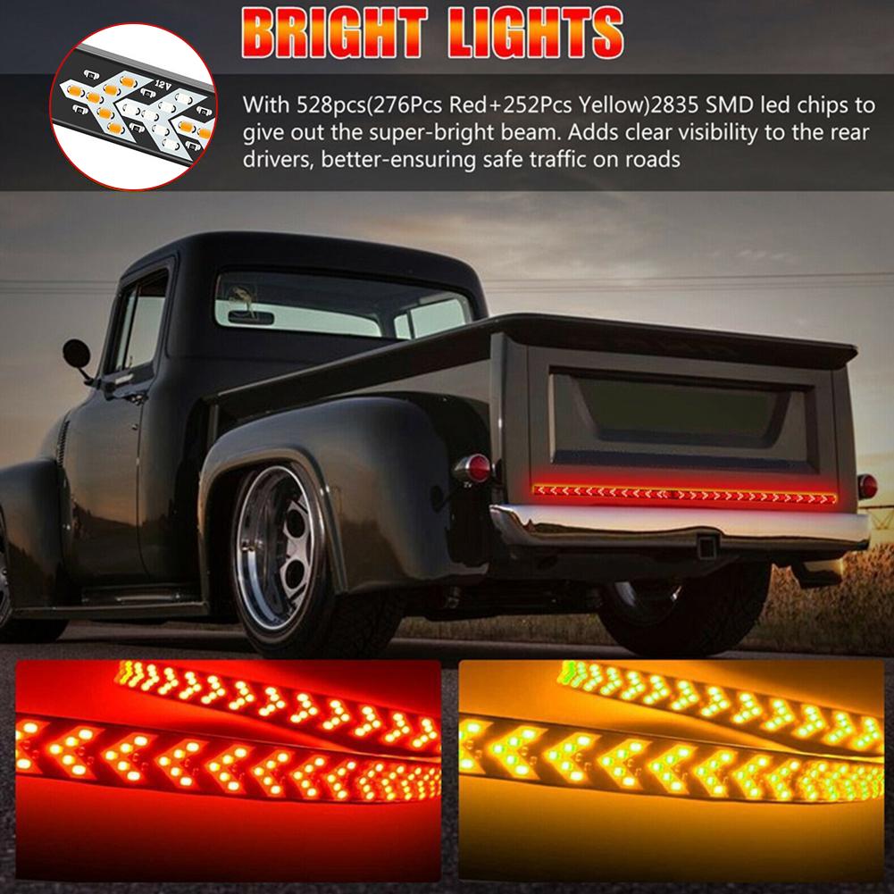 1м-2.4м светодиодная полоса света для багажника автомобиля грузовика, лампа указателя поворота, динамическое предупреждение, тормоз, задний ход, задний фонарь, 12 В, 4 контакта