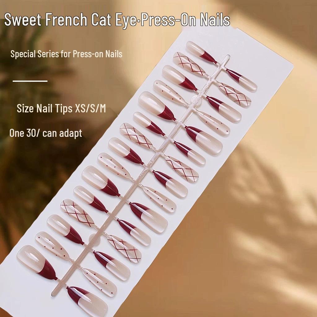 Spring Collection Cat Eye High-End Wearable Fake Nails - Pre-Made Temperament Nail Pieces 054-327