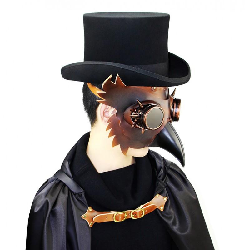 Steampunk Plague Doctor Bird Beak Mask Halloween Costume Prop PU Animal Face Cover Cosplay Party Bar