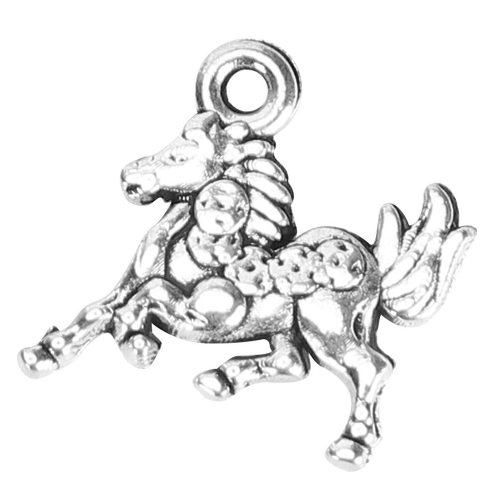 100pcs Perforated Horse Pendant Silver Horse Keychain Pendant DIY Jewelry Supplies  Earring Making