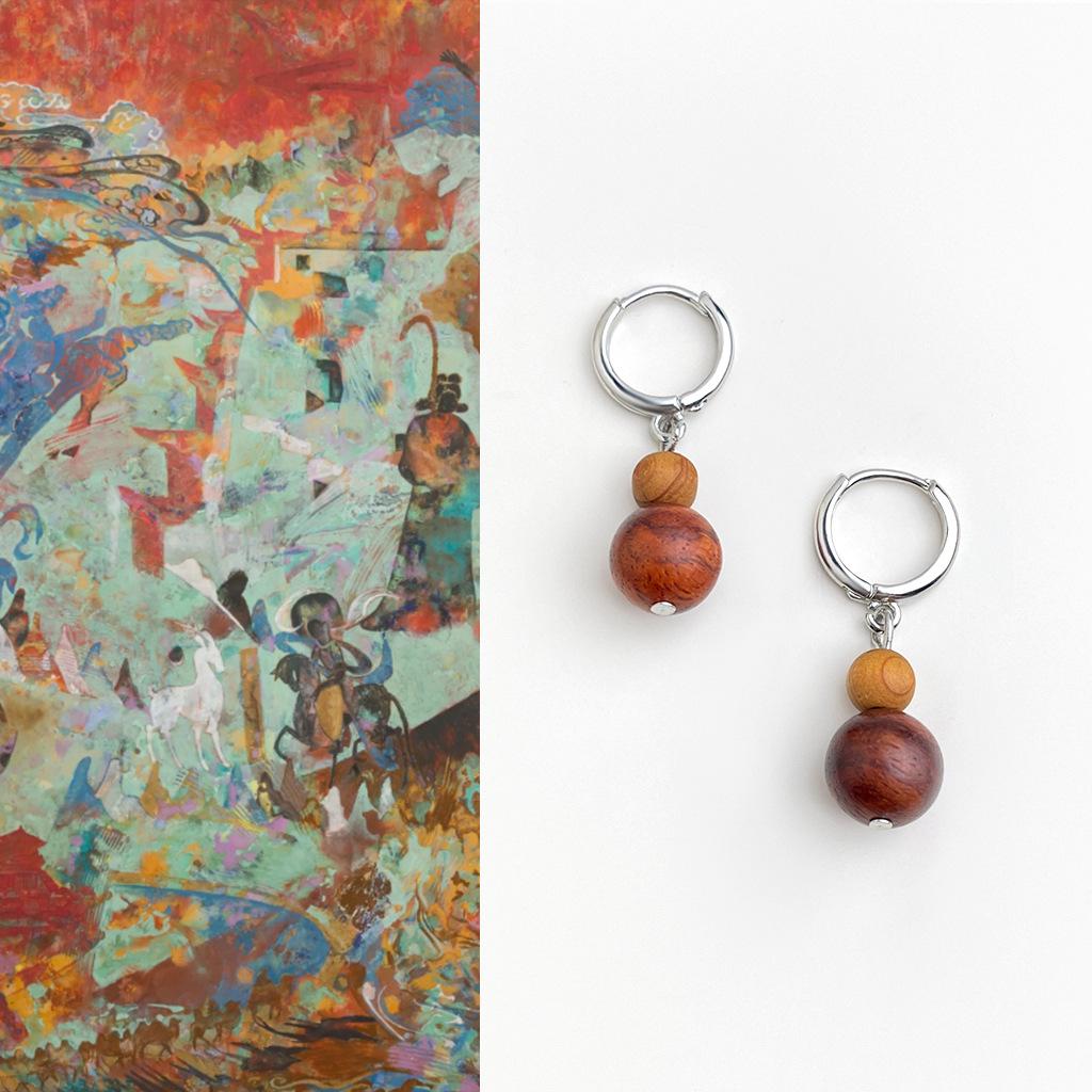 Элегантные серьги-каффы в стиле дзен с бусинами: Ретро-китайские деревянные серьги