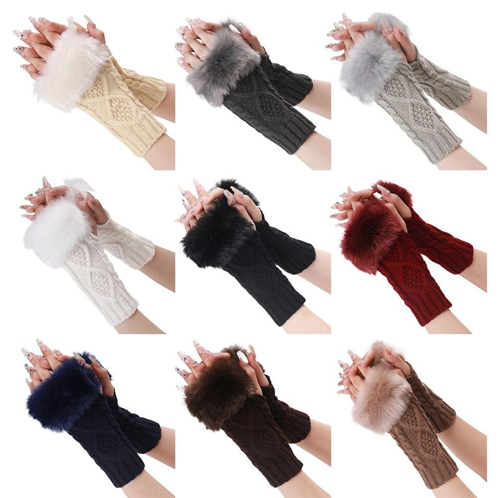 Twist Fingerless Gloves Thick Women Gloves Twist Long Knitted Gloves Women Girls