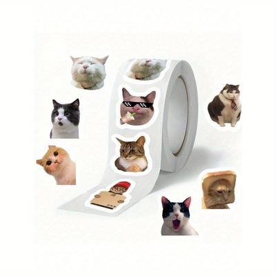 500 листов/рулон наклеек-роллов с кошачьими эмоциями, можно использовать для украшения сумок, наклейки для запечатывания конвертов