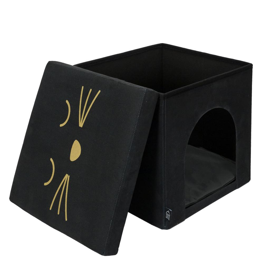 Les Trésors De Lily [A3536] - Нишевый пуф «Кошки», черный - 38x38x38 см