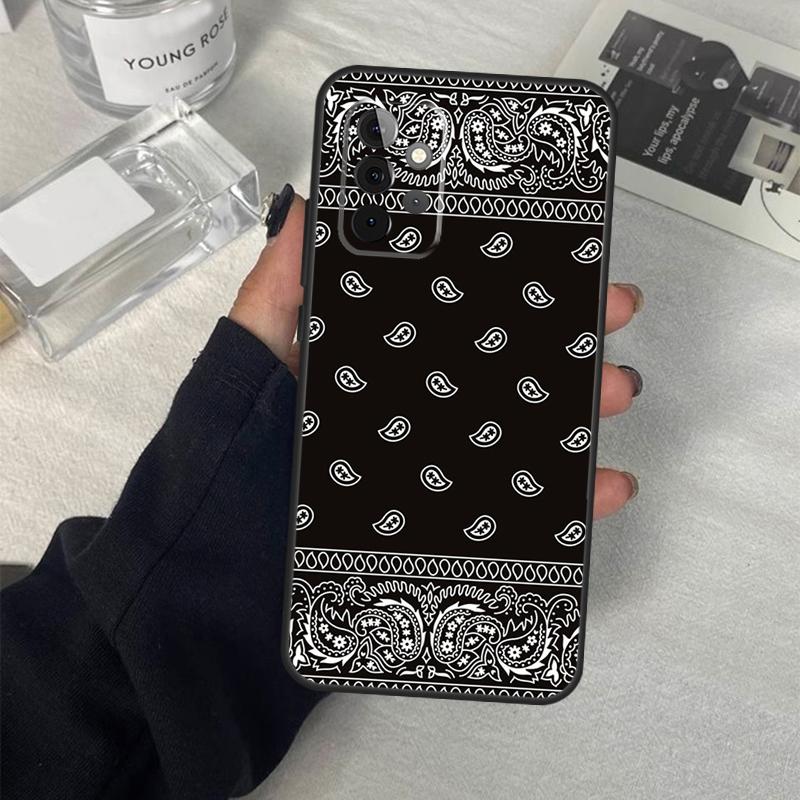 Черный Бандана Пейсли Чехол Для Samsung Galaxy A13 A23 A33 A53 A17 A06 A16 A56 A36 A54 A34 A14 A52 A32 A15 A35 A55