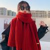 Женский зимний шарф, новый корейский шерстяной шарф для влюбленных, мужчин и женщин, утепленные студенческие однотонные вязаные шарфы, нагрудник