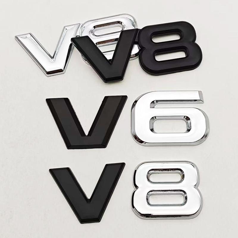 V6 V8 Emblem Metal Sticker Badge Fender For V6 V8 Racing Emblem Auto For Car Motorcycle Truck SUV Accessories