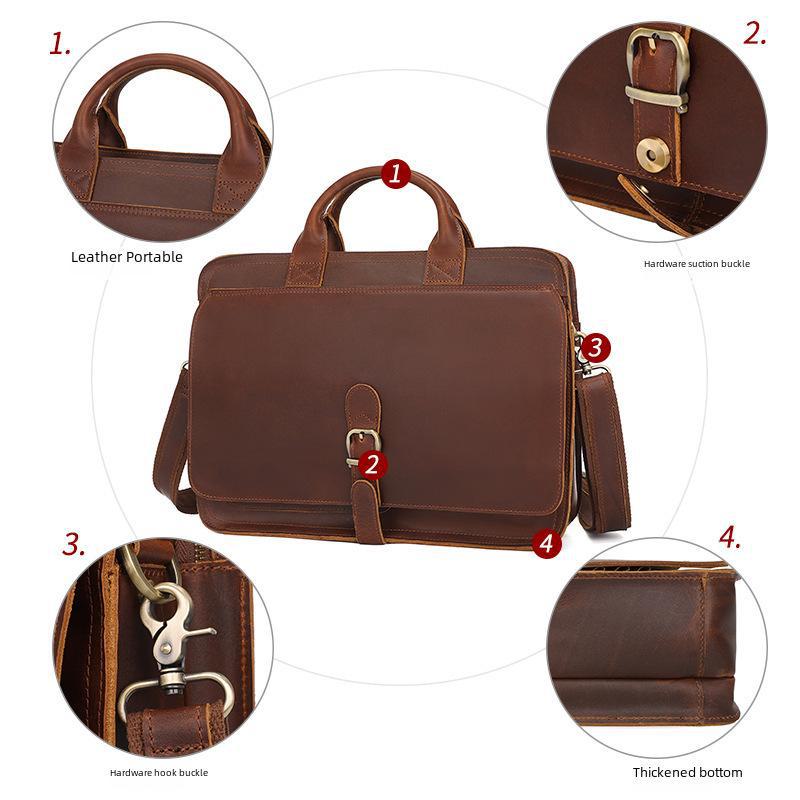 Мужская многофункциональная сумка через плечо для ноутбука Jiameida Retro из натуральной кожи