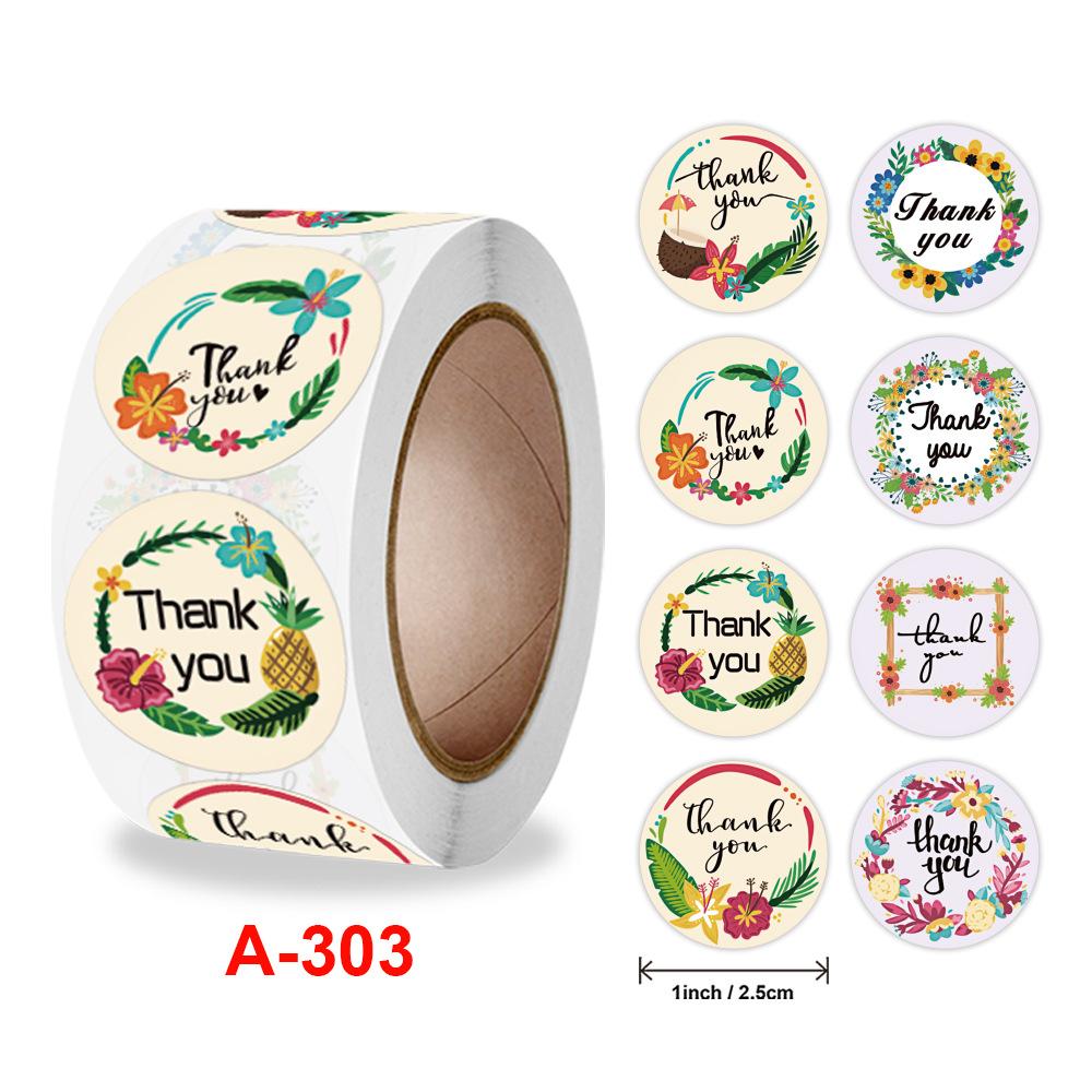 Около 500 шт. наклейки с цветами «спасибо» для конвертов, подарочные запечатывания, деловая упаковка, печать, этикетка, канцелярские наклейки, рулоны ручной работы