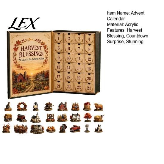 Farmhouse Style Decorations Harvest Blessings Advent Calendar, 24 Days Countdown to Thanksgiving Calendar Gift Box, Seasonal Party Favors Pcs