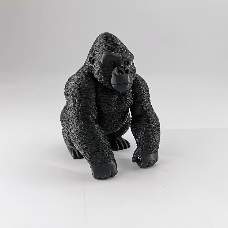 Серебряная статуэтка гориллы, напечатанная на 3D-принтере, Реалистичное украшение-шимпанзе, Для украшения рабочего стола, офиса и загородного дома